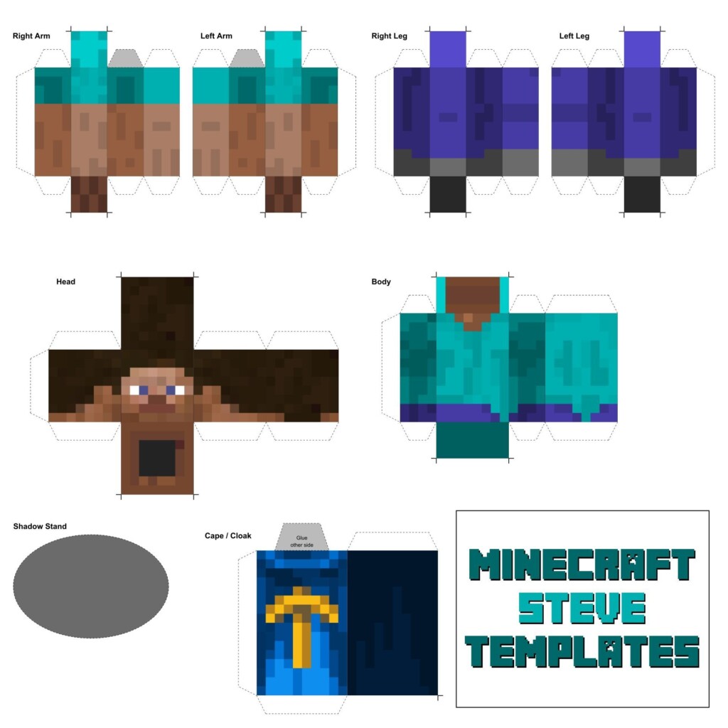 10 Best Minecraft Steve Printable Templates PDF For Free At Printablee 
