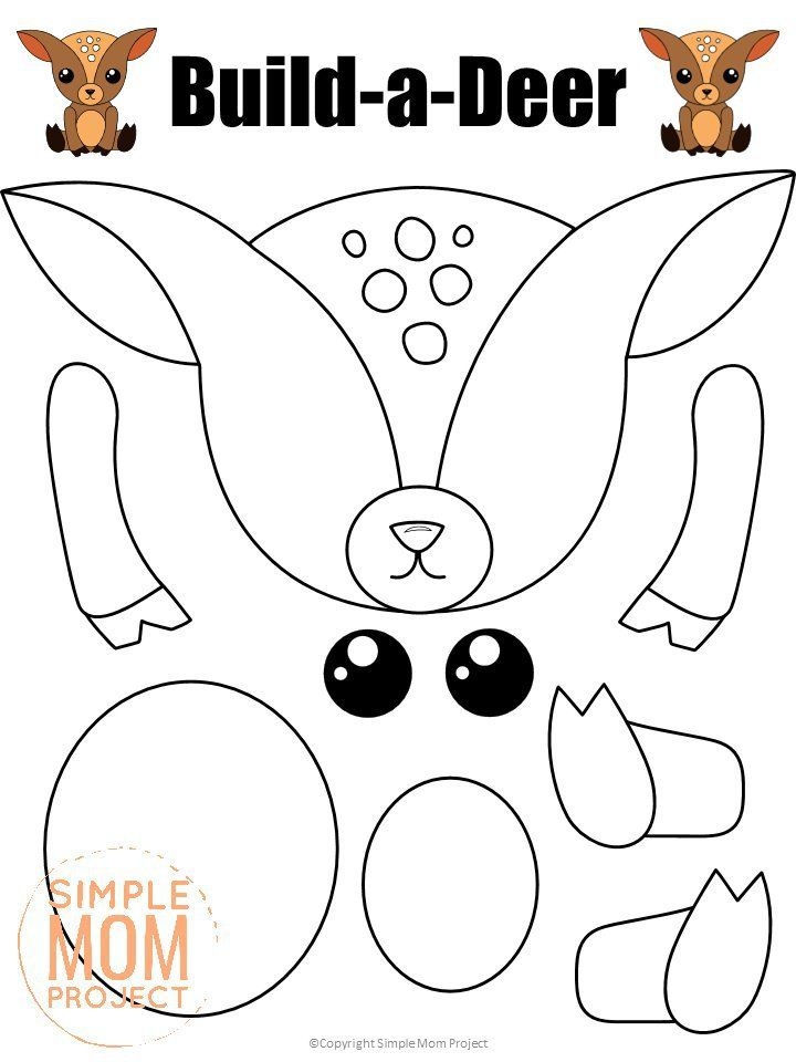 20 Woodland Animal Cut And Paste Craft Templates Full Colored Black 