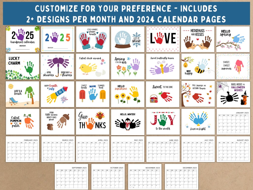 2025 Handprint Calendar Printable Handprint Craft Handprint Keepsake 