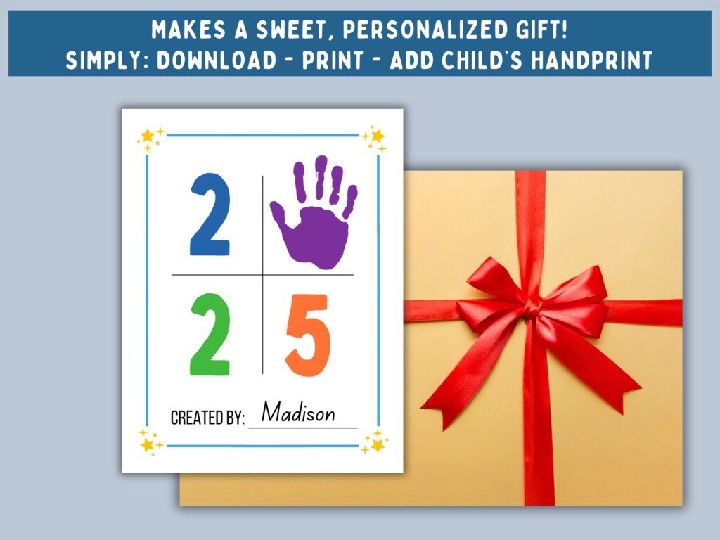 2025 Handprint Calendar Printable Handprint Craft Single Page Handprint 