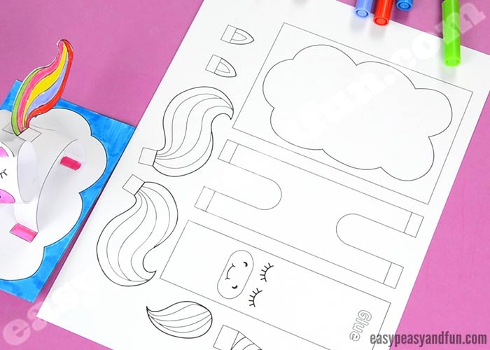 3D Construction Paper Unicorn Craft Printable Template Easy Peasy And Fun