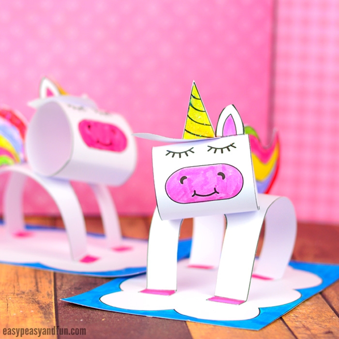 3D Construction Paper Unicorn Craft Printable Template Easy Peasy And Fun
