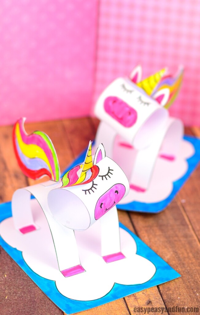3D Construction Paper Unicorn Craft Printable Template Easy Peasy And Fun