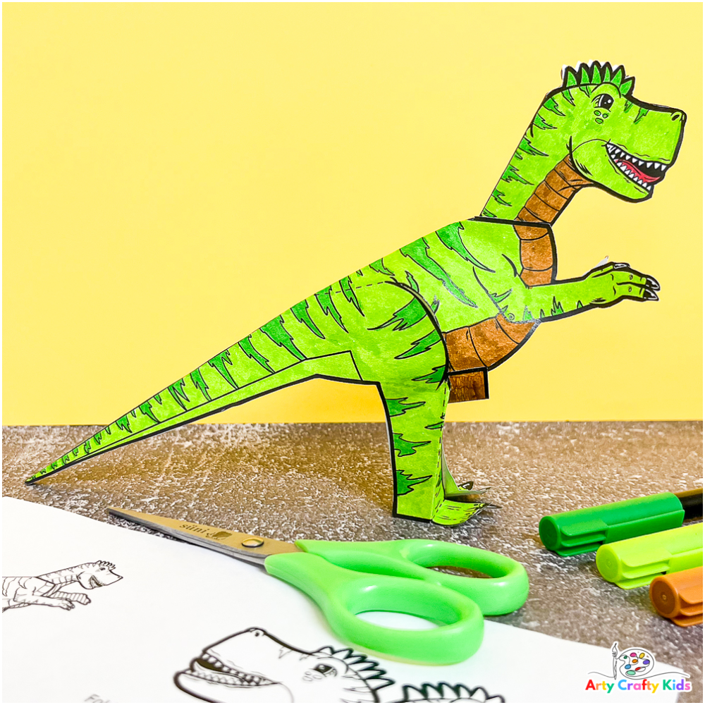 3D Tyrannosaurus Rex Paper Dinosaur Craft Arty Crafty Kids
