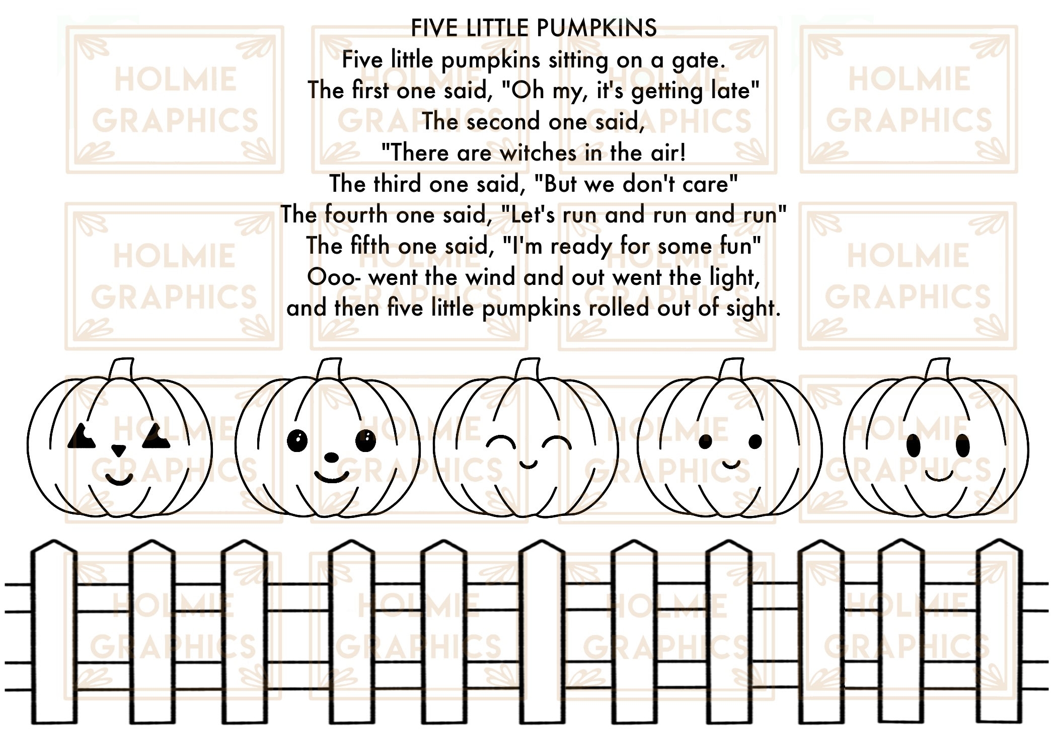 5 Little Pumpkins Pumpkin Craft Kindergarten Craft Homeschool Etsy