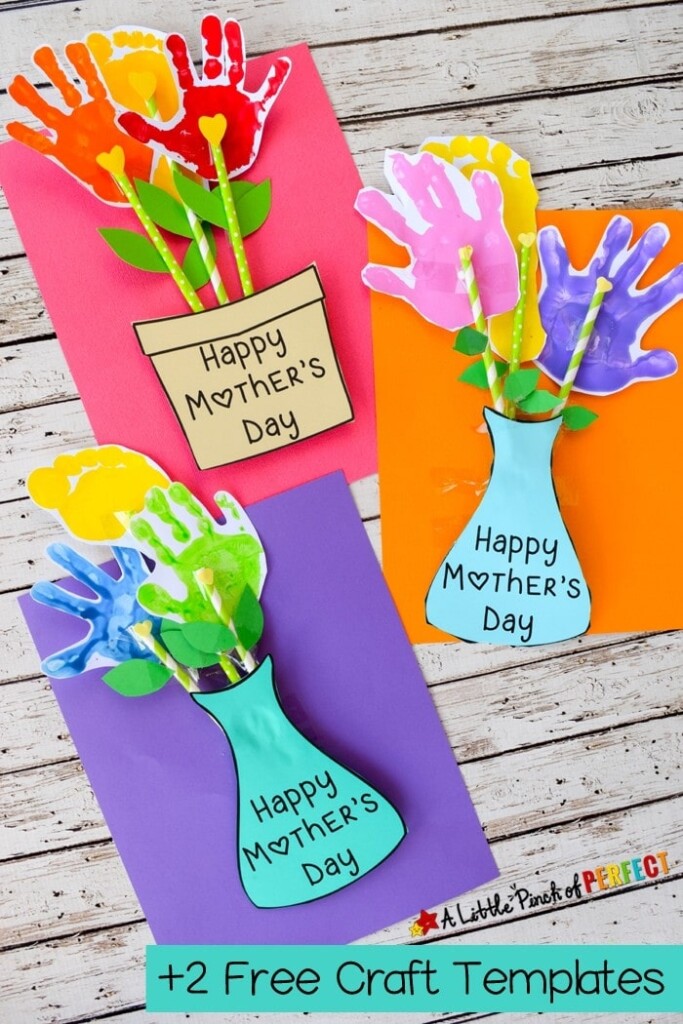Adorable Mother 39 s Day Handprint Flower Craft And Free Template A 