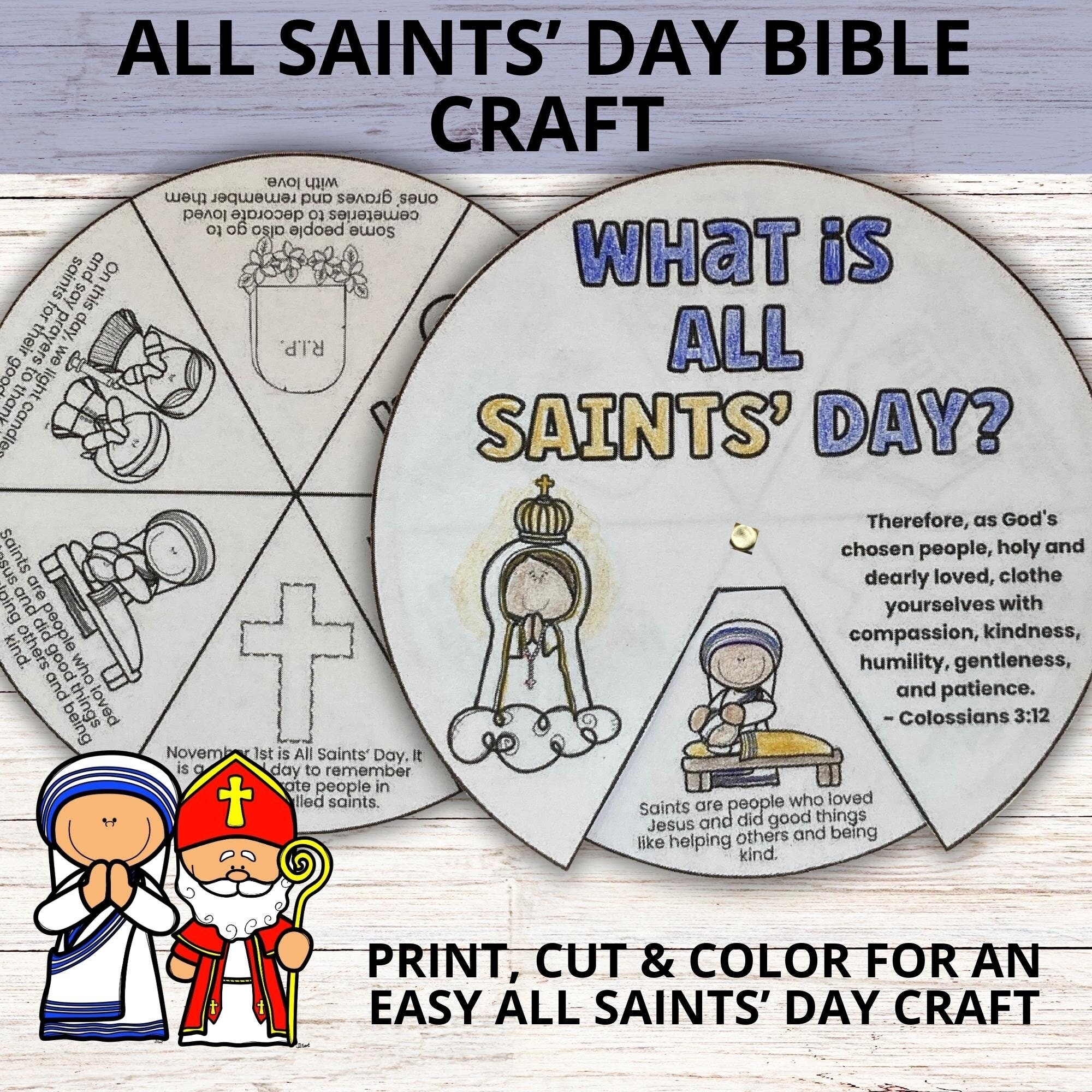 All Saints Day Coloring Wheel Craft Printable For Kids Sunday School