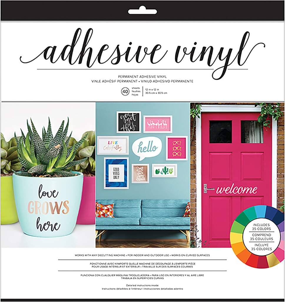 American Crafts Adhesive Vinyl Combo Pack 40 Pkg Bright Solid Colors 