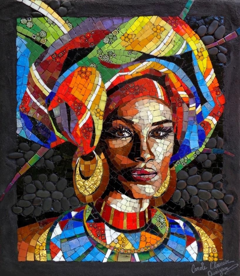 An African Woman By Carole Choucair Mosaic Tile Art Mosaic Stained 