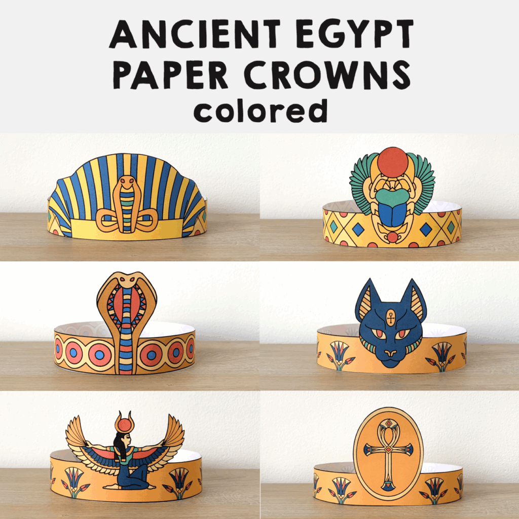 Ancient Egypt Paper Crowns Printable Costume Craft Activity 