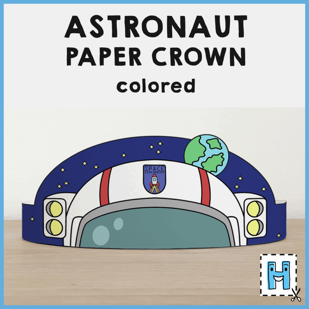 Astronaut Helmet Paper Crown Headband Printable Space Craft Activity 