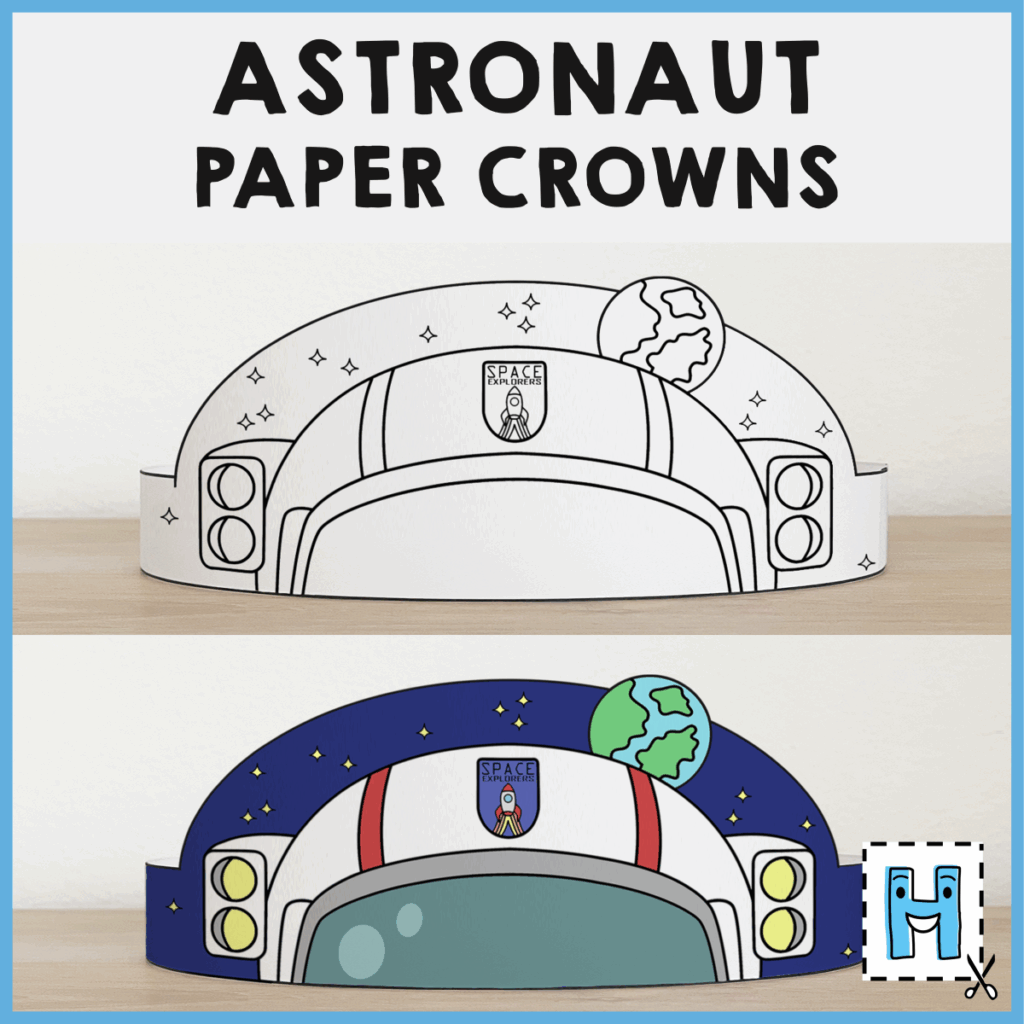 Astronaut Helmet Paper Crowns Headband Printable Coloring Craft 