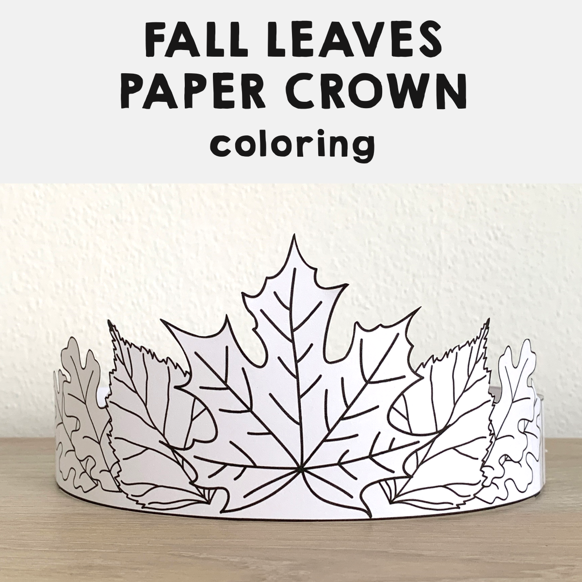 Autumn Fall Leaves Paper Crown Printable Coloring Craft Activity Made