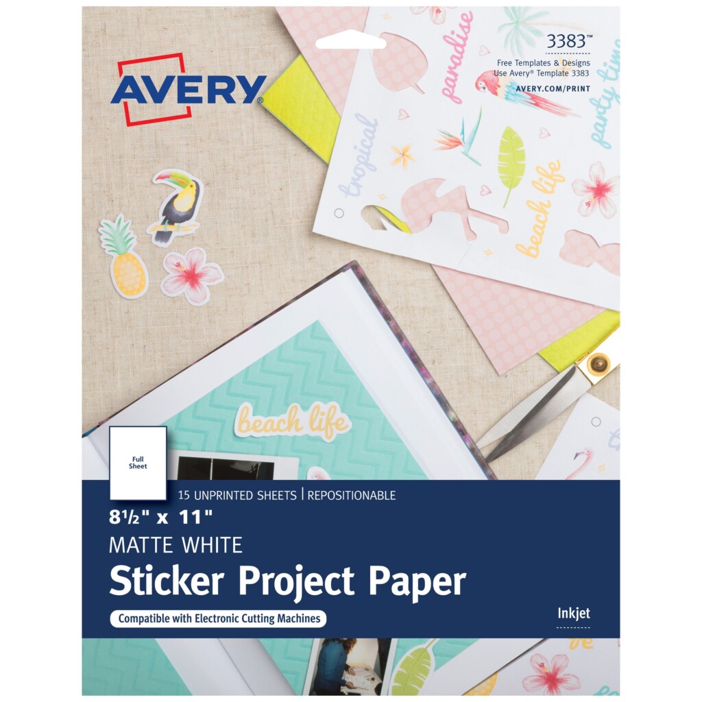 Avery Printable Sticker Paper 8 5 quot X 11 quot Inkjet Printer White 15 