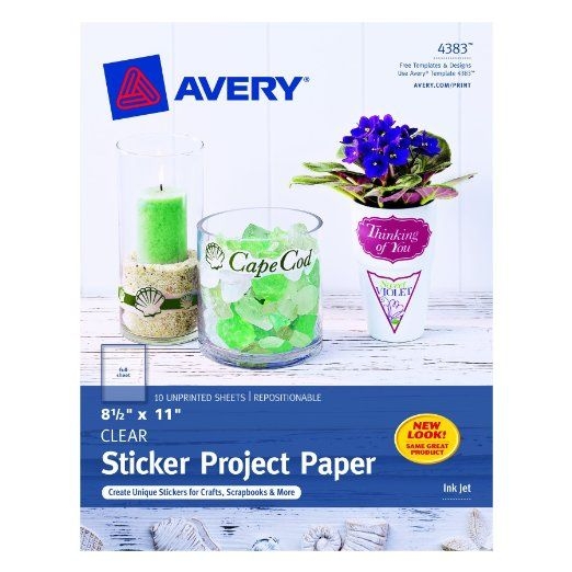 Avery Sticker Project Paper 8 5 X 11 Inches Clear Pack Of 10 04383 