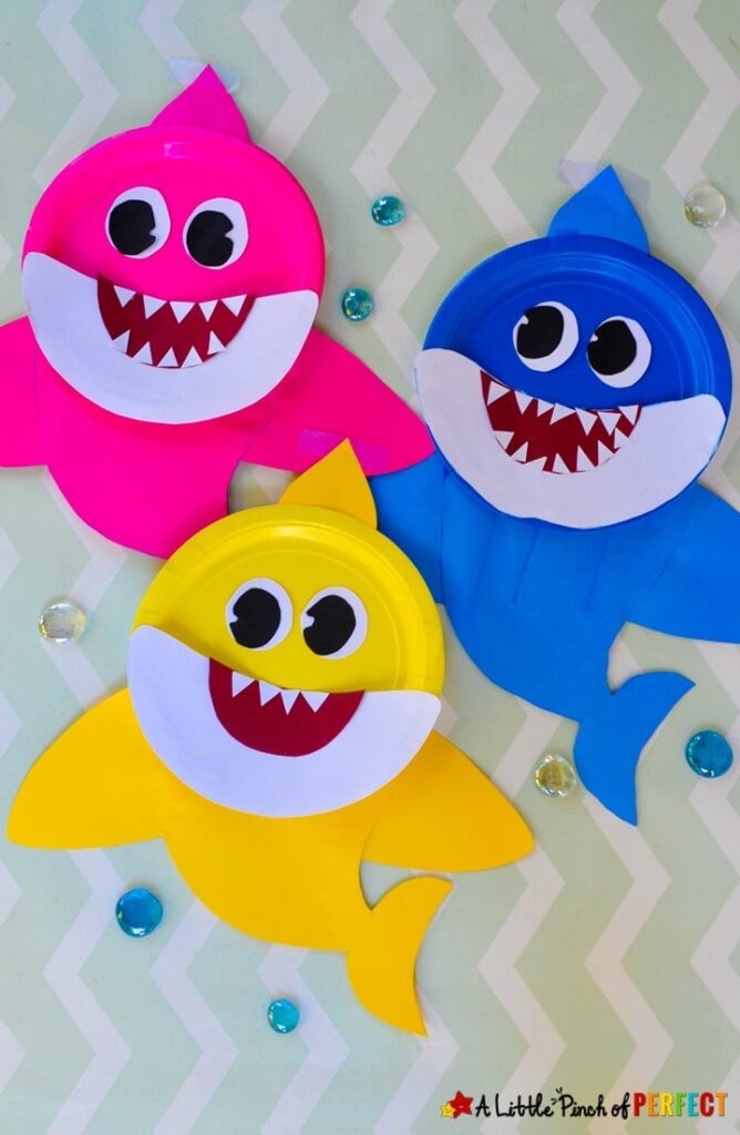 Baby Shark Paper Plate Kids Craft And Free Template A Little Pinch Of 