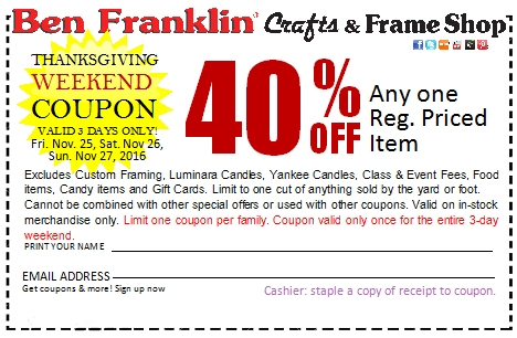 Ben Franklin Crafts And Frame Shop Black Friday Coupon