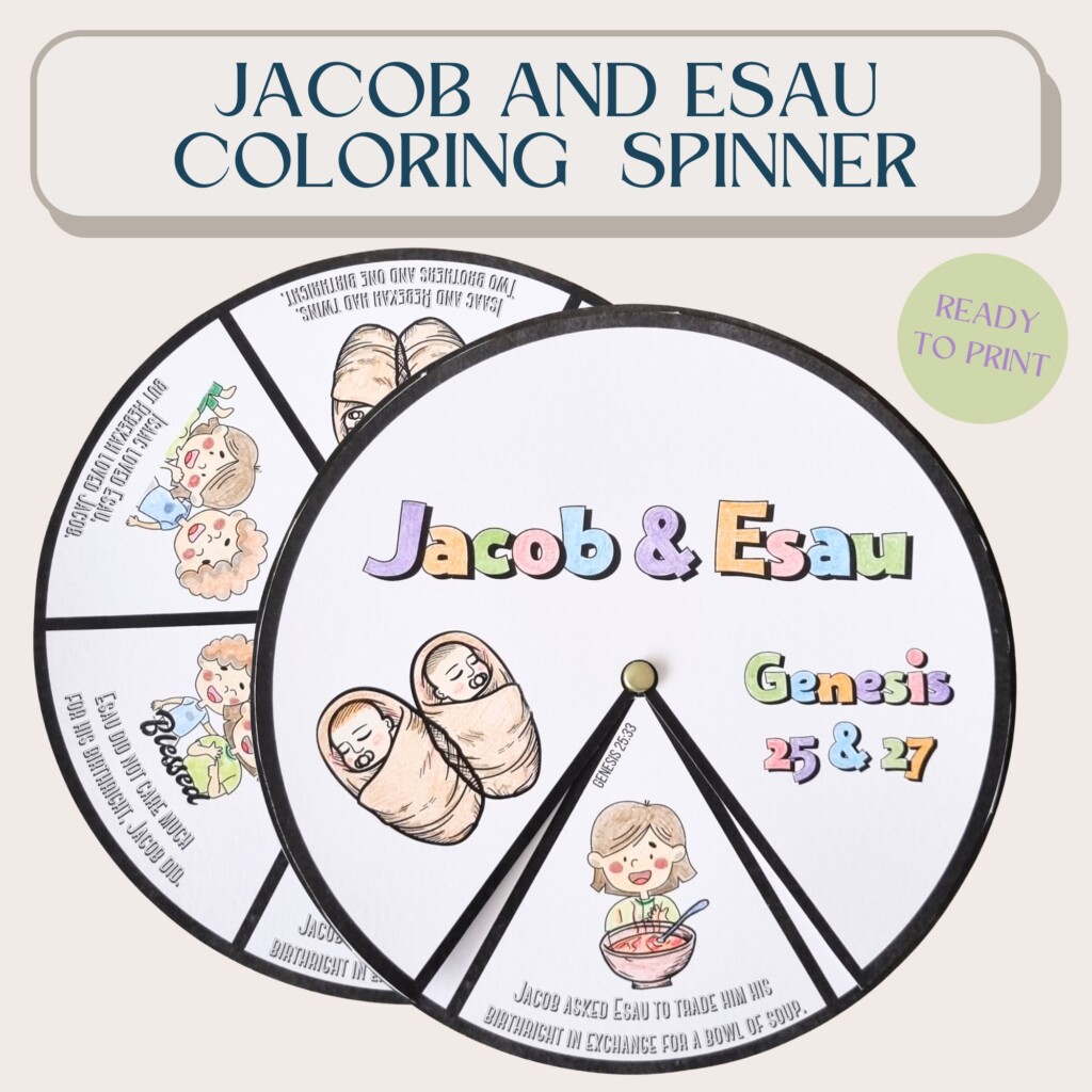 Bible Story Jacob And Esau Coloring Spinner Wheel Jacob And Esau Craft 