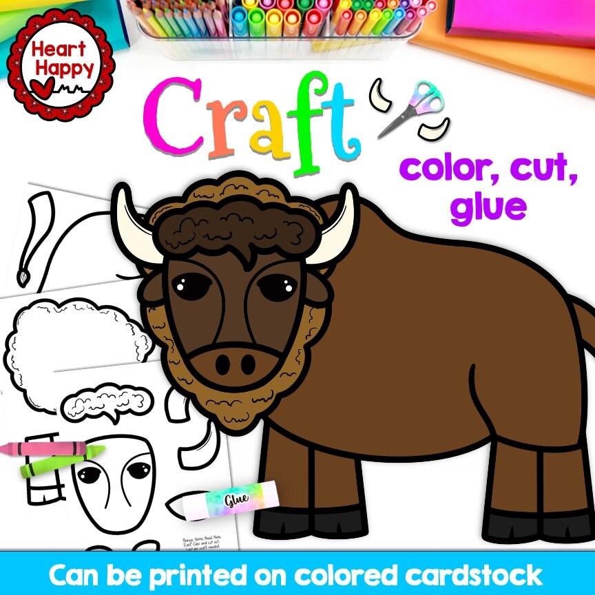 Bison Craft Buffalo Craft Kids Printable Craft Template Animal Craft