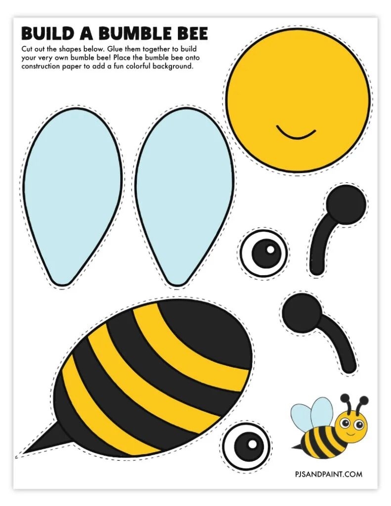 Build A Bumble Bee Color Bee Activities Bee Crafts Free Printable 