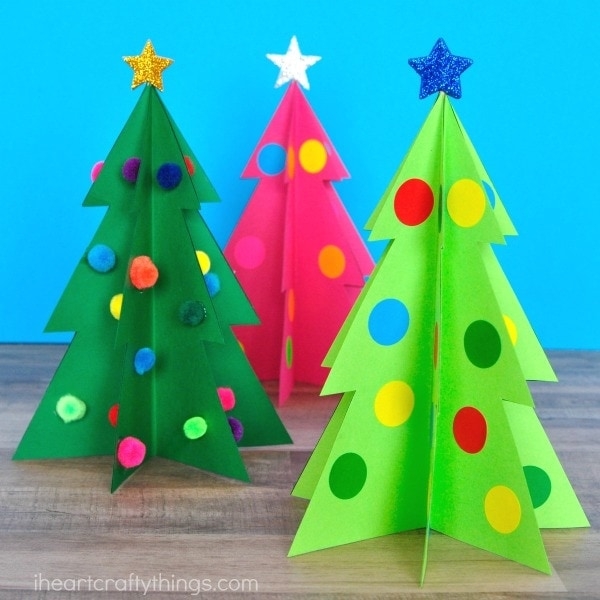 Colorful 3D Christmas Tree Craft I Heart Crafty Things