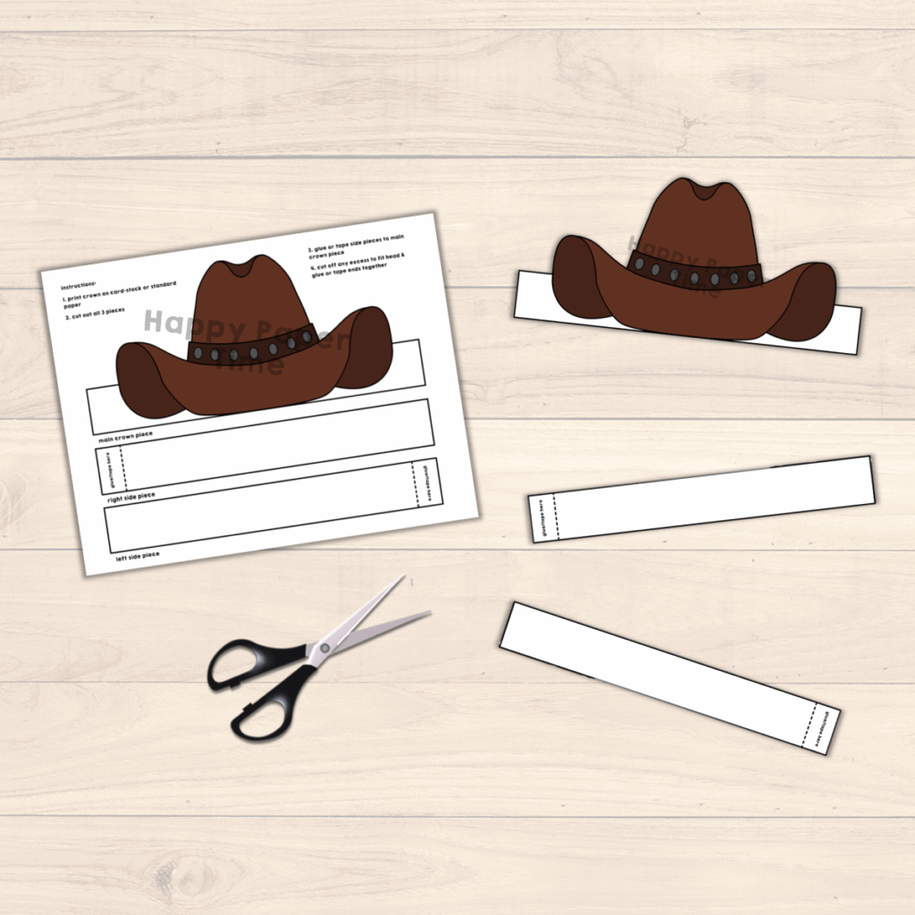 Cowboy Hat Paper Crown Printable Wild West Costume Craft Activity For 