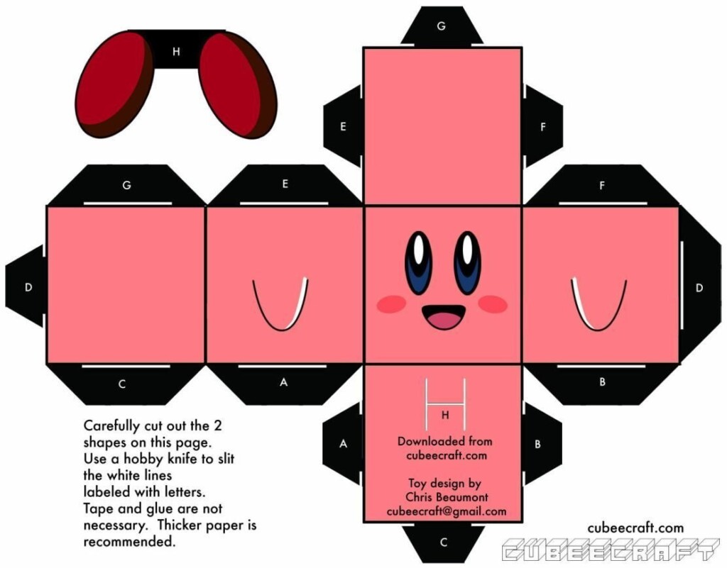 Cube Craft Kirby Templates Printables Stencils Paper Crafts 