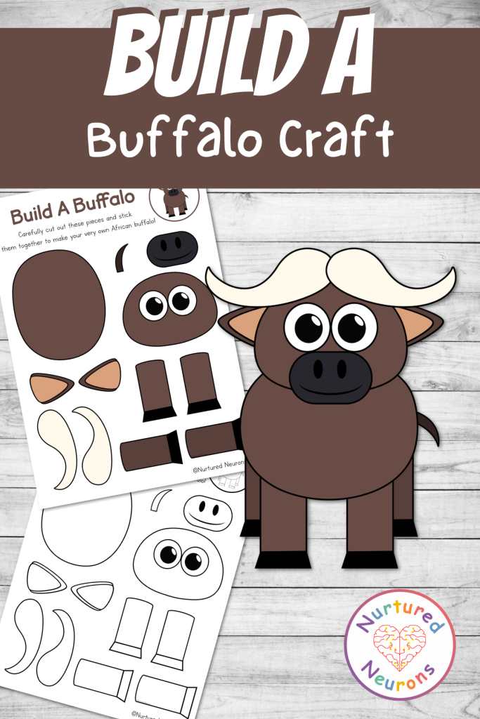 Cute Build An African Buffalo Craft Cut And Paste Activity For Kids 