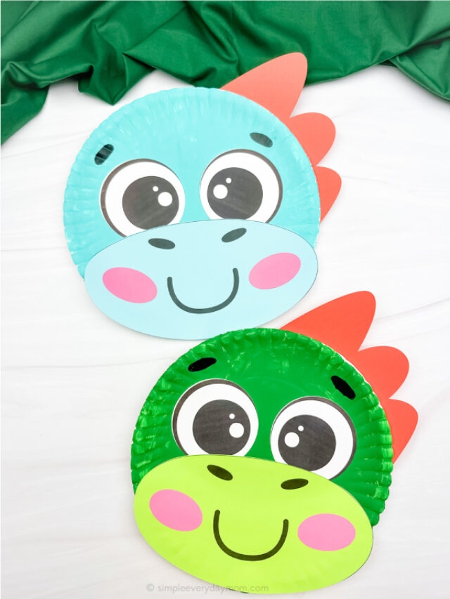 Dinosaur Paper Plate Craft For Kids Free Template Story Simple 