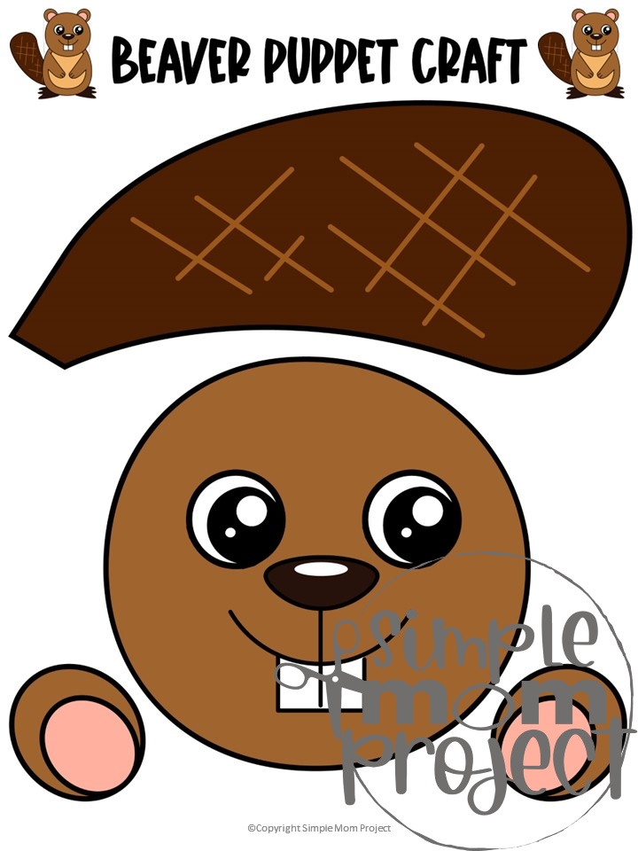 Easy Beaver Paper Bag Puppet Craft Printable Template Simple Mom 
