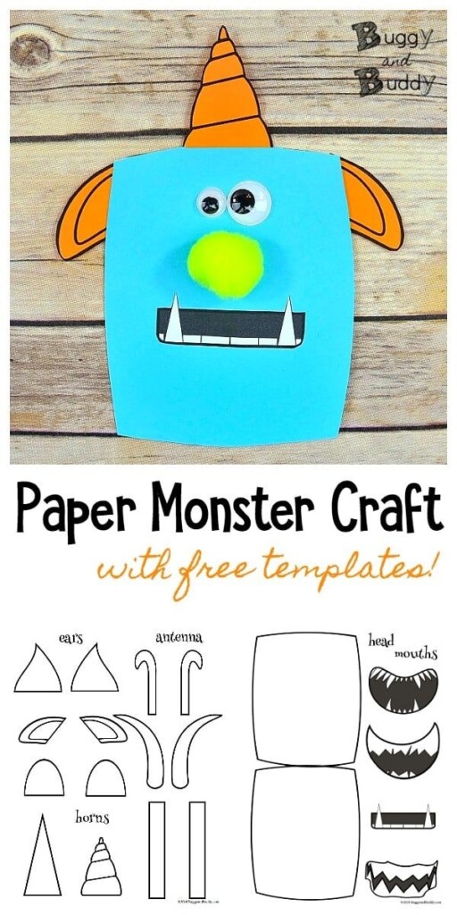 Easy Paper Monster Craft For Kids With Free Templates Monster Craft 