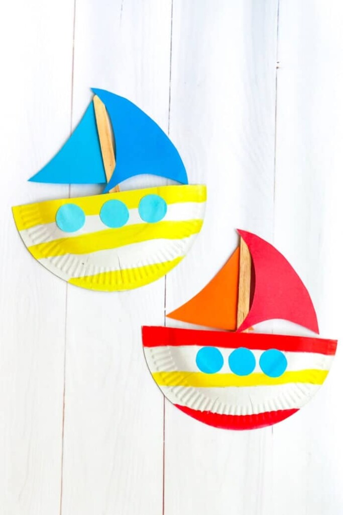 Easy Paper Plate Boat Craft For Kids Made With HAPPY