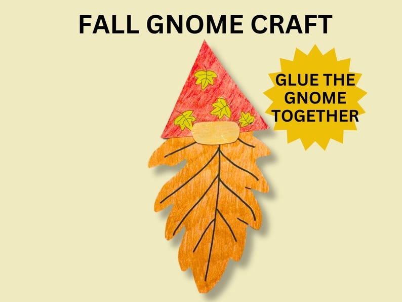 Fall Gnome Craft For Kids Printable Fall Craft For Kids Fall Coloring 