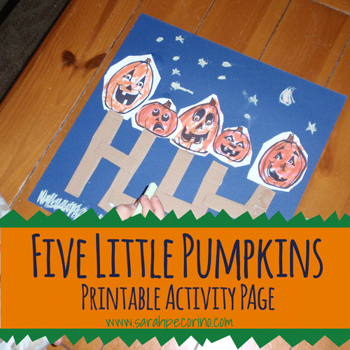 Five Little Pumpkins Craft Activity Sarah Pecorino Illustration