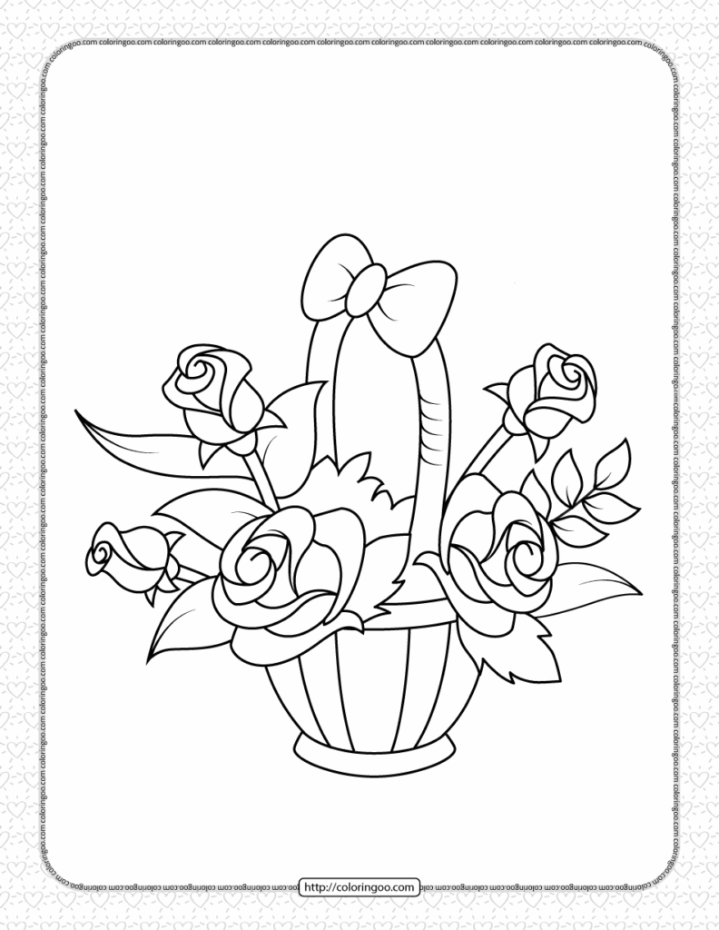 Flower Basket Coloring Page Coloring Home A Basket Full Of Flowers To 
