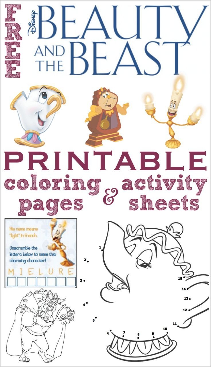Free Printable Beauty And The Beast Coloring Pages And Activity Sheets