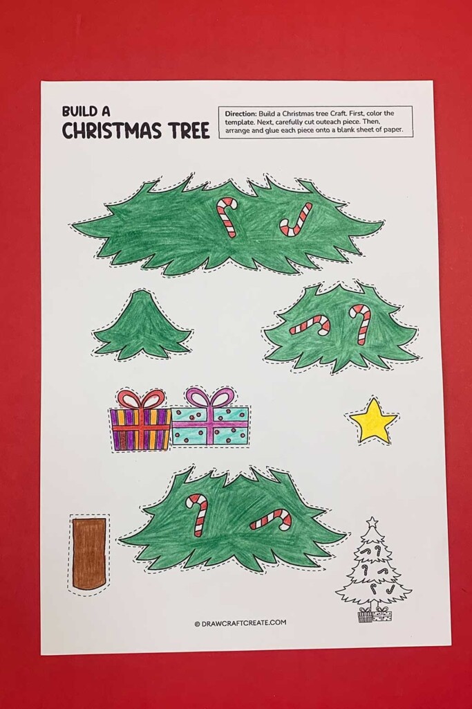 Free Printable Build A Christmas Tree Craft Draw Craft Create
