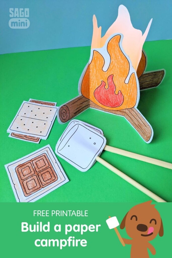 Free Printable Build A Paper Campfire Campfire Crafts Preschool 