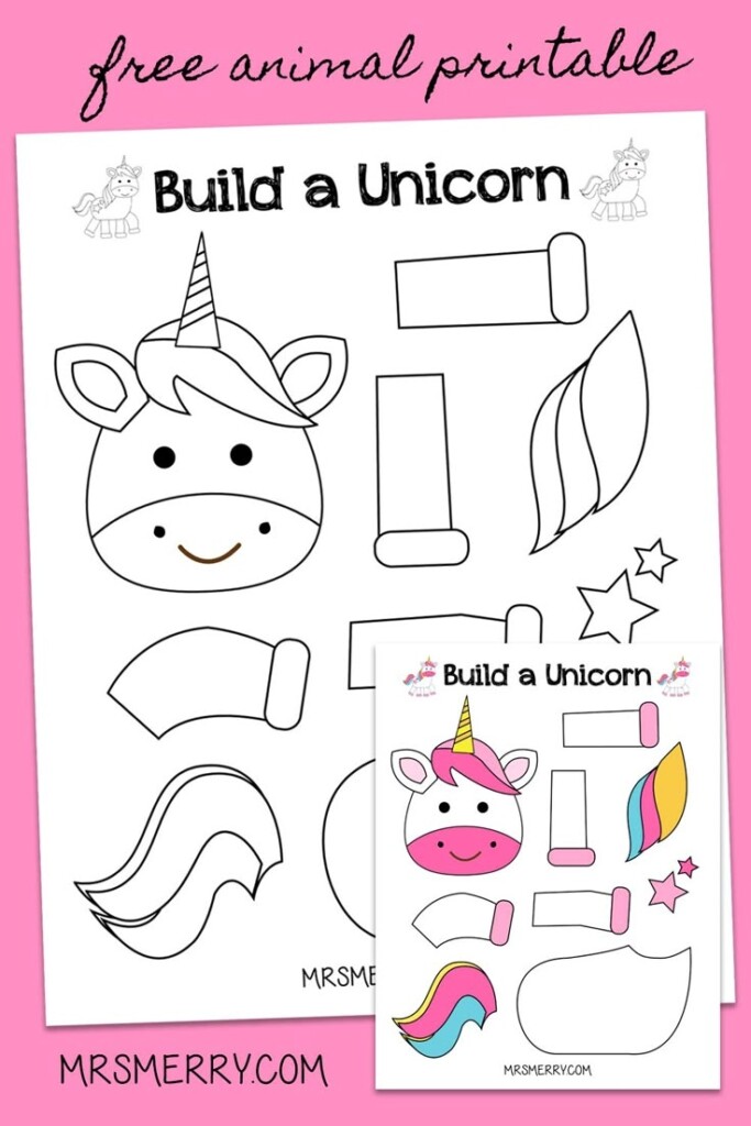 Free Printable Build A Unicorn Craft For Kids Mrs Merry Unicorn 