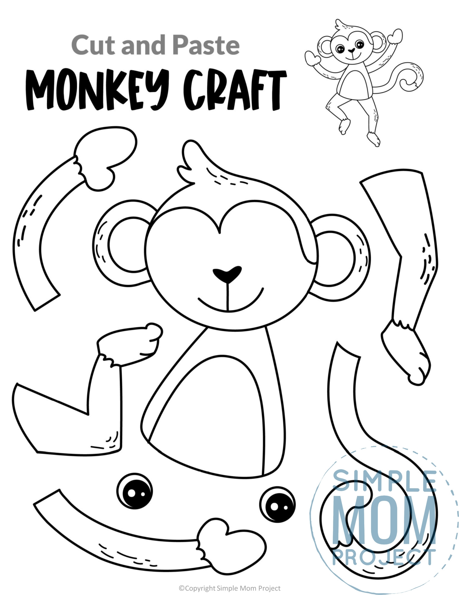 Free Printable Monkey Craft Template Simple Mom Project