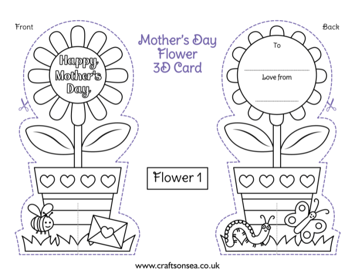 Free Printable Mothers Day Card Template To Color Crafts On Sea 