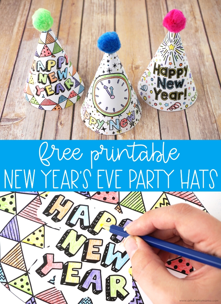 Free Printable New Year 39 s Eve Party Hats Artsy fartsy Mama