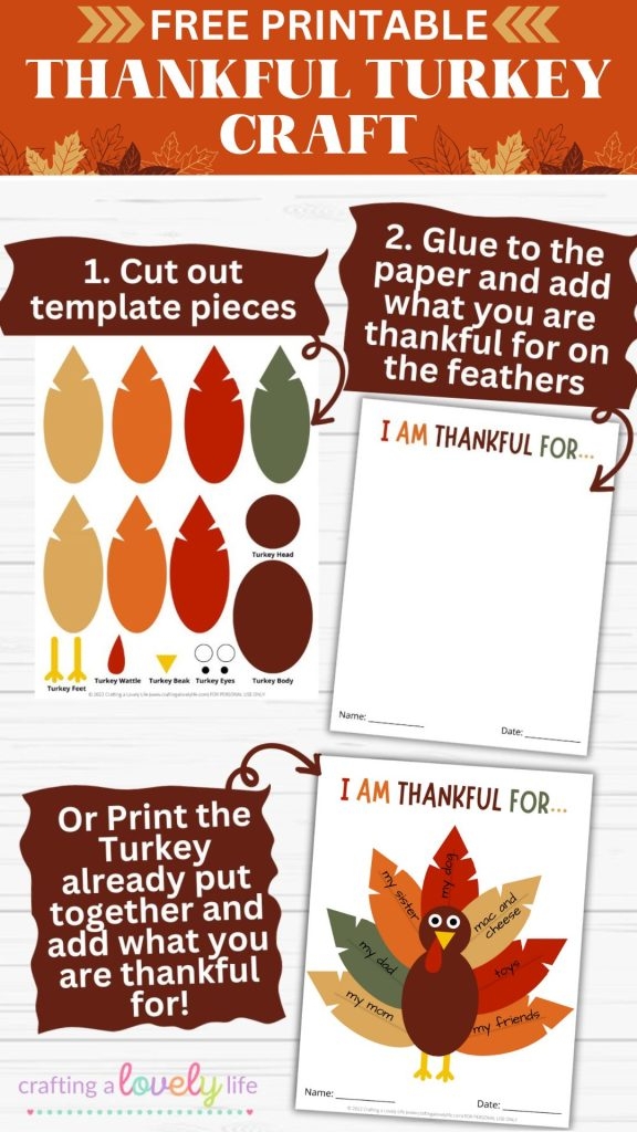 Free Printable Thankful Turkey Craft With Template
