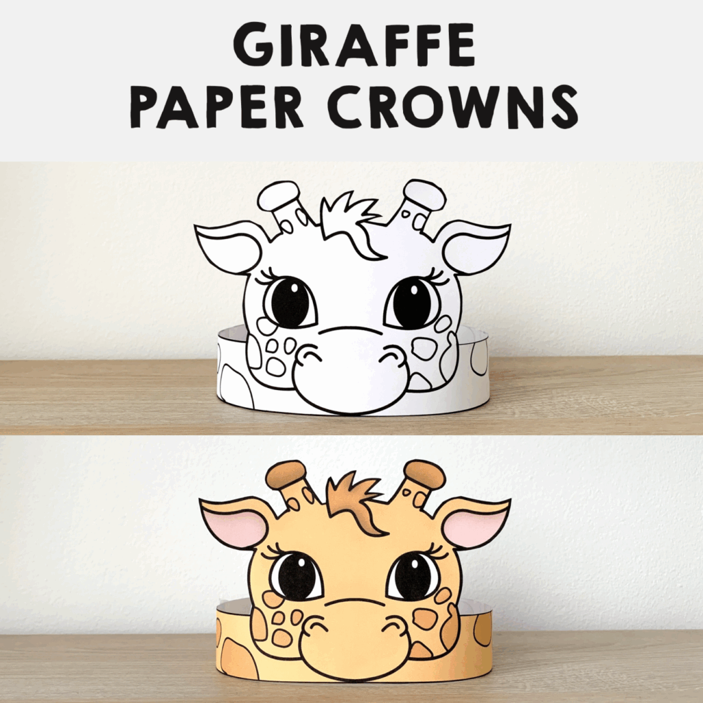 Giraffe Paper Crown Printable Africa Animal Coloring Craft Atelier 
