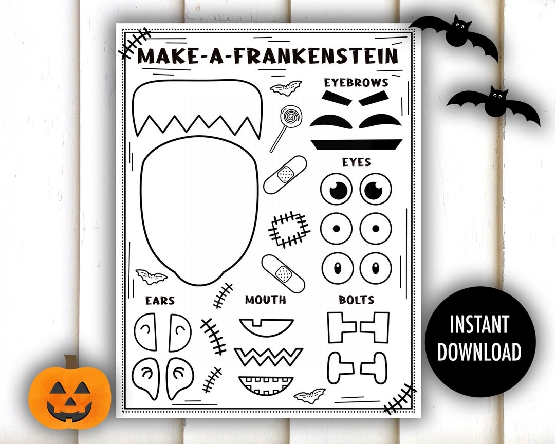 Halloween Craft Printable Make A Frankenstein Cut And Color Cut And