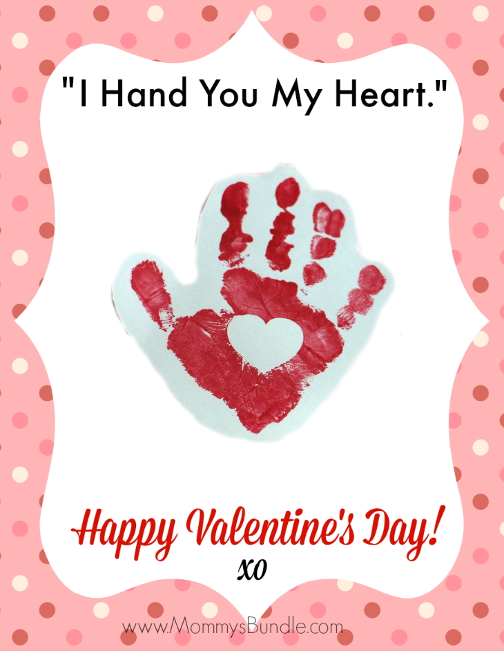 Handprint Valentine Printable quot I Hand You My Heart quot Mommy 39 s Bundle 