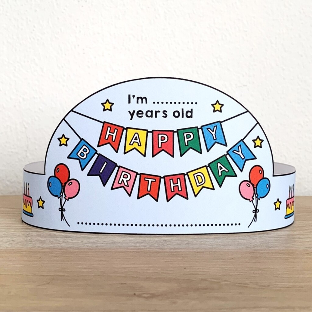 Happy Birthday Paper Crown Printable Costume Craft Activity Template 