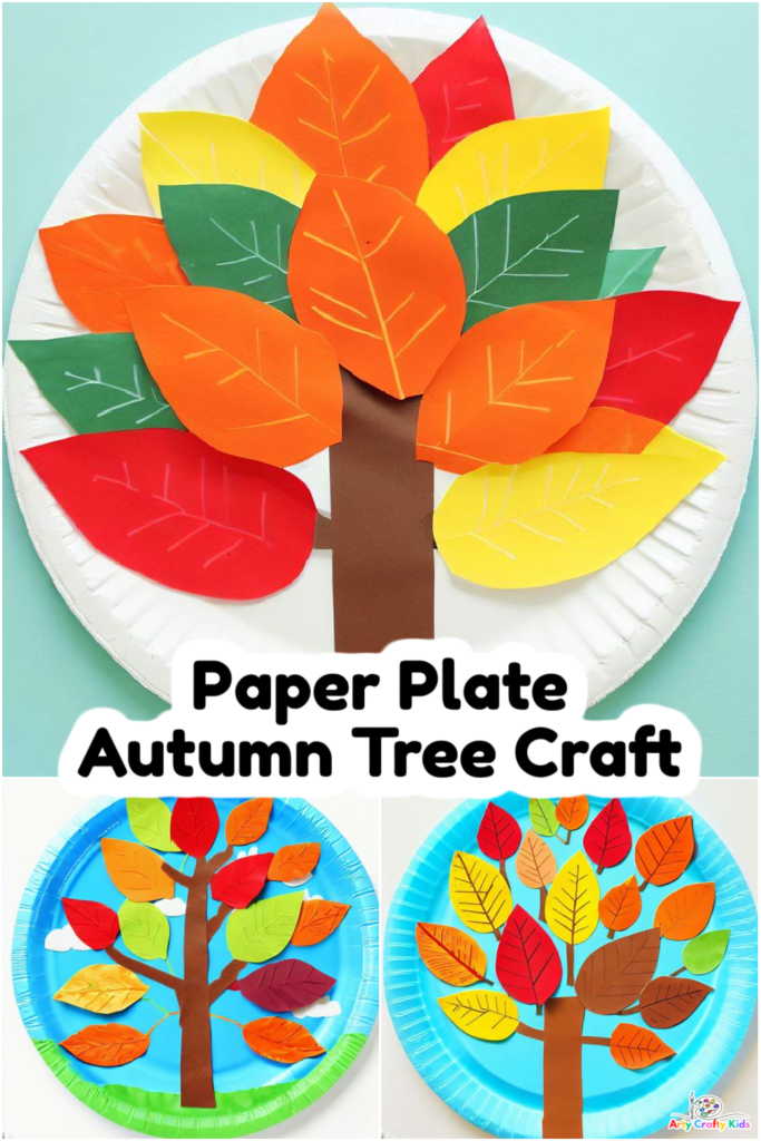 How To Make A Paper Plate Autumn Tree Craft Easy Arty Crafty Kids