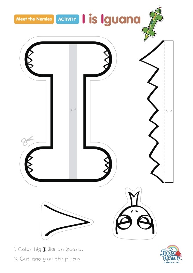 Iguana Letter I Craft Template Printable And Enjoyable Learning
