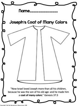 Joseph Coat Of Many Colors Craft By Miz Riz Elementary Resources